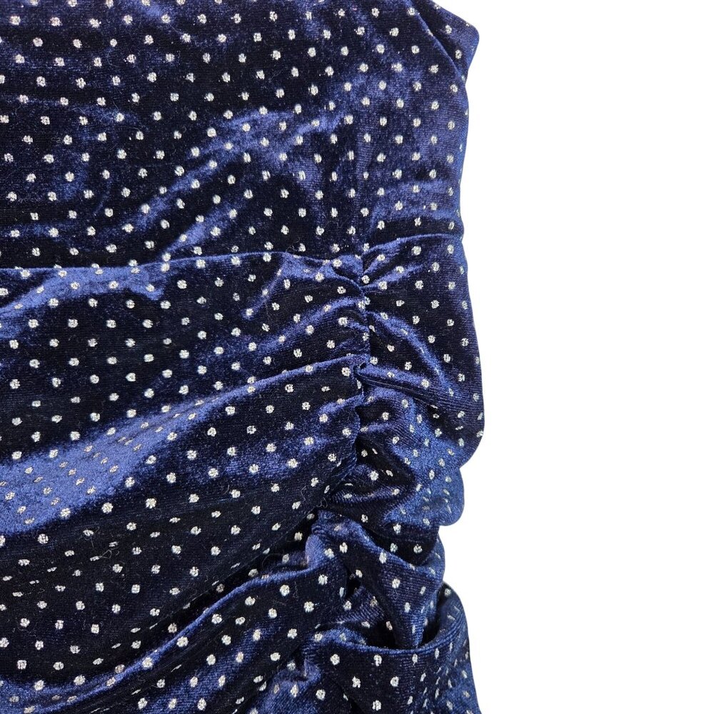Sugarlips XL Nelly Dot Velvet Blythe Sleeveless Cocktail Top in Navy Blue Velvet - Picture 5 of 7